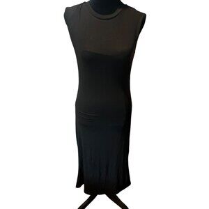 Womens OGL Sleeveless Black Crew Neck Side Ruched Dress XS New With Tags